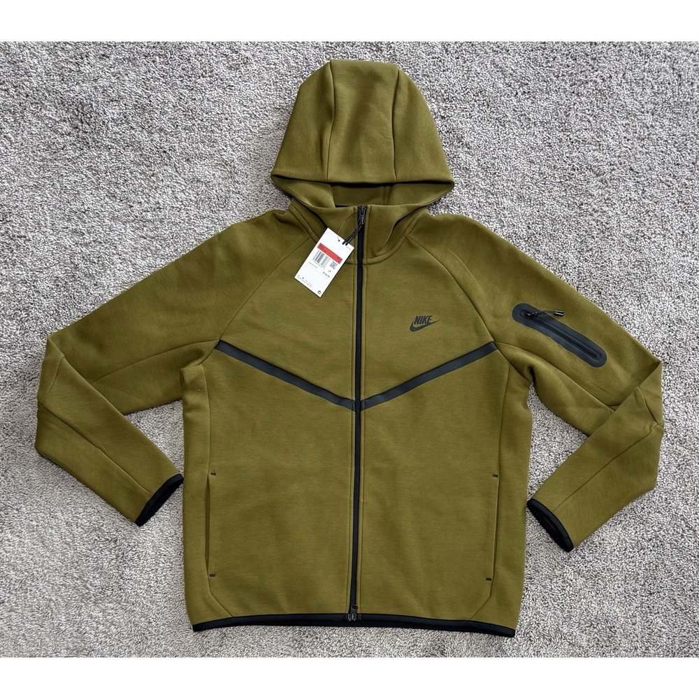 Nike Tech Fleece Windrunner Full Zip Up Jacket Olive Flak HV0949-368 Mens Size L